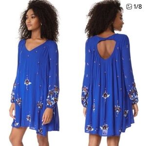 Free people embroidered Oxford mini swing dress